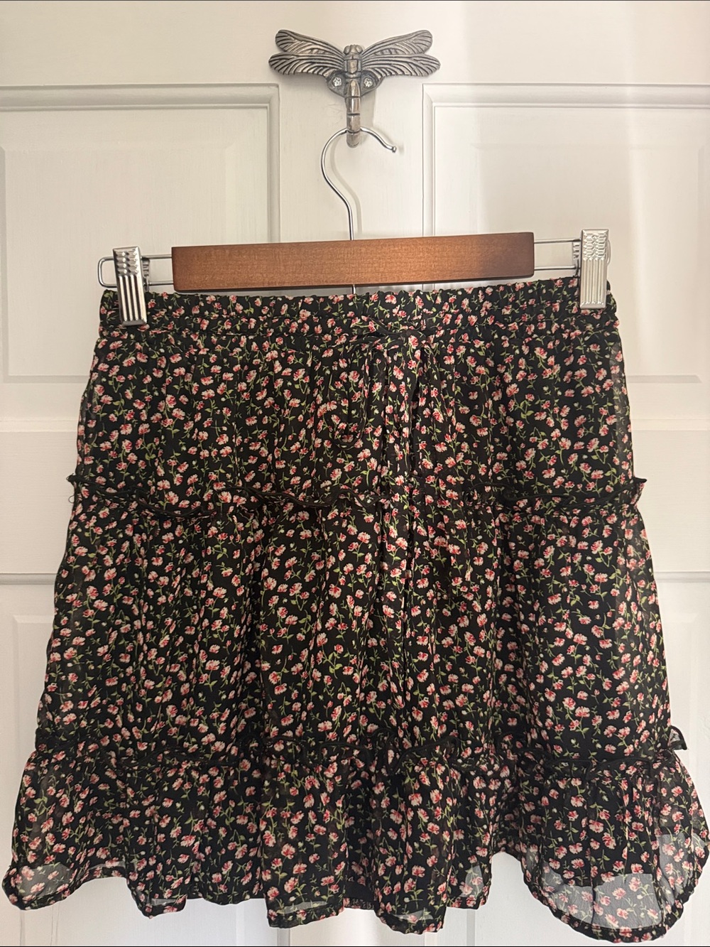 Sienna Sky black floral ruffle skirt